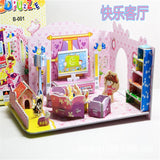 3D DIY Puzzle Castle Assembling Model Cartoon House Paper Toy